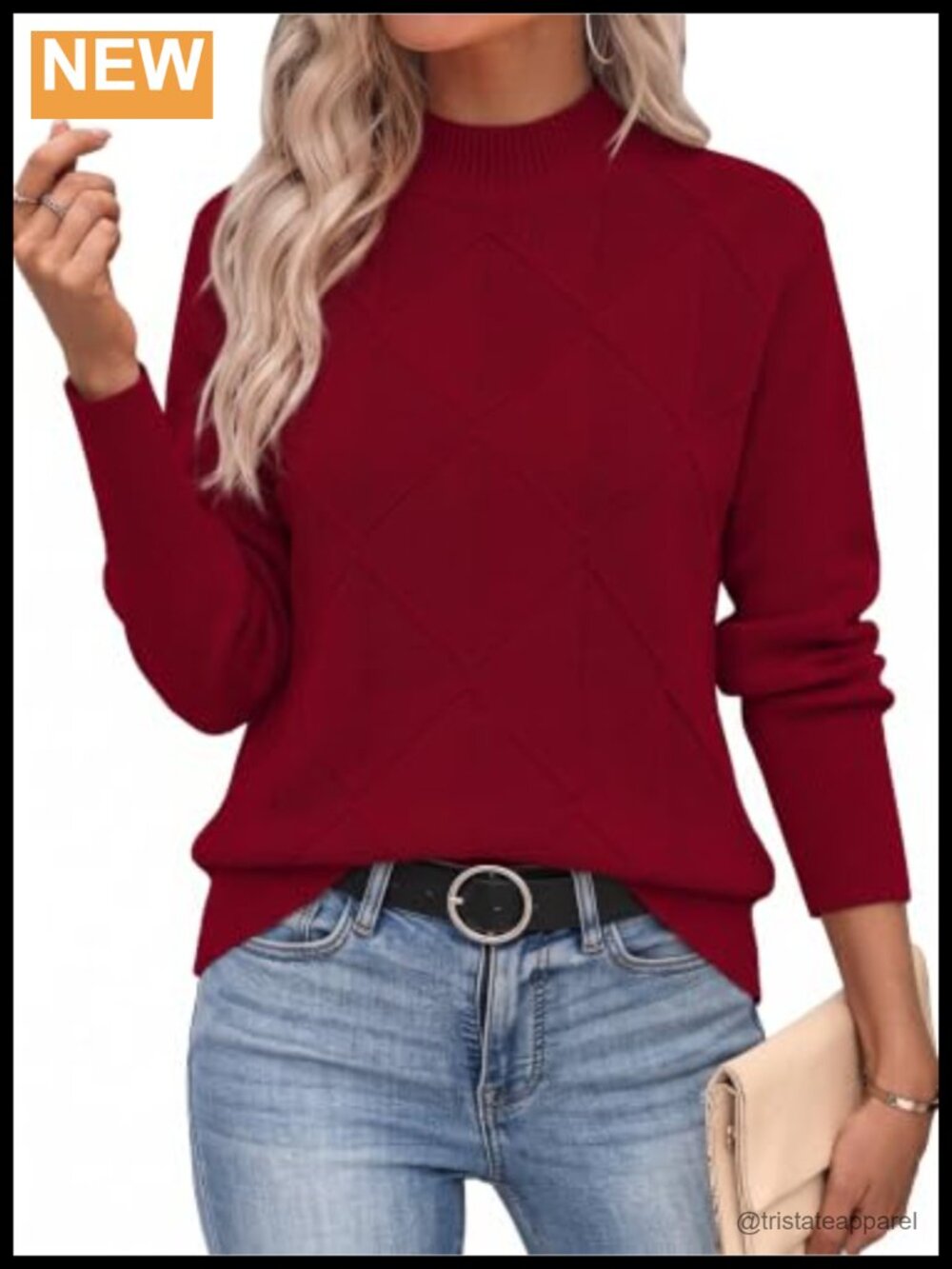 Women's Mock Neck Long Sleeve Knit Pullover Sweater Soft 2026 Fall Winter